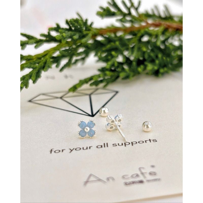 [ancafe.shop]Bông tai bạc nữ hoa xanh