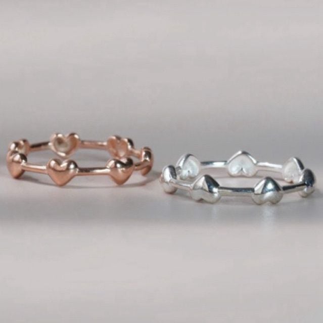 [ancafe.shop]Nhẫn bạc 925 nữ tim xen kẽ nhau