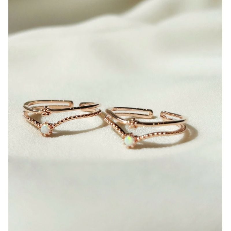 [ancafe.shop]Nhẫn bạc nữ 2line hoa,đá màu freesize