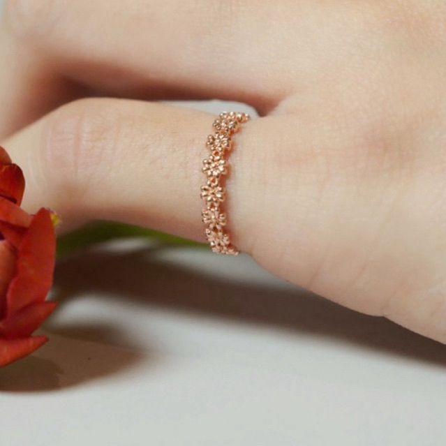 [ancafe.shop]Nhẫn bạc nữ,hoa kín,tinh tế,ngón út