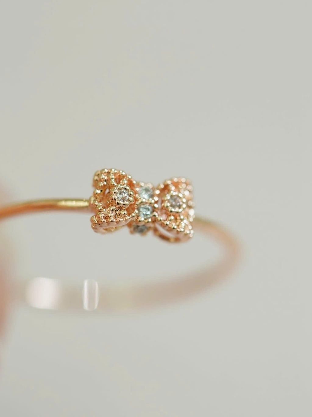 [ancafe.shop]Nhẫn bạc nữ nơ đáng yêu,thanh lịch