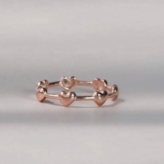 [ancafe.shop]Nhẫn bạc 925 nữ tim xen kẽ nhau