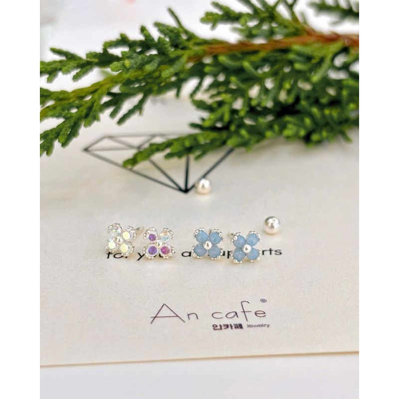 [ancafe.shop]bông tai bạc nữ hoa đá màu tím