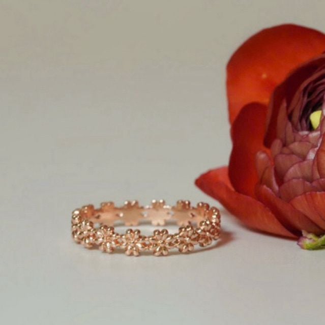 [ancafe.shop]Nhẫn bạc nữ,hoa kín,tinh tế,ngón út