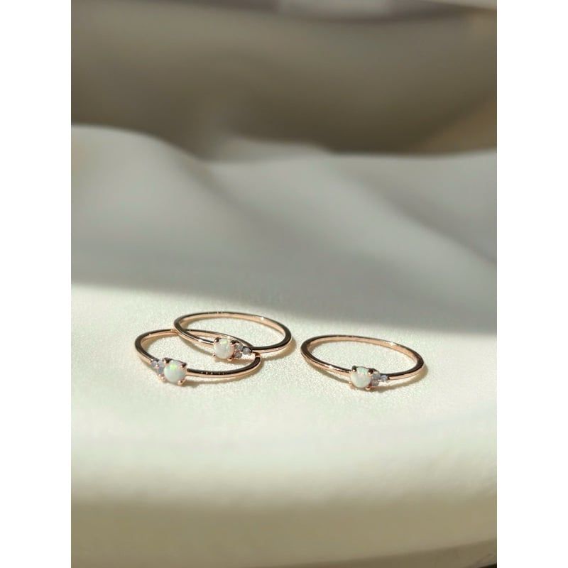 [ancafe.shop]Nhẫn nữ đá màu,hoa 3 cánh đáng yêu