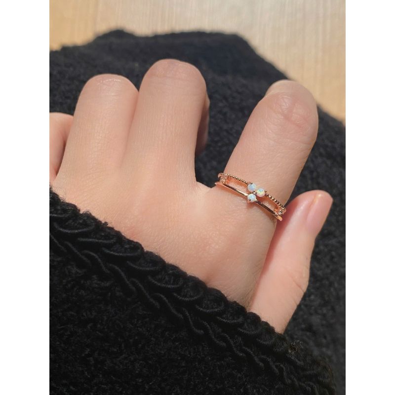 [ancafe.shop]Nhẫn bạc nữ hai line hoa 3 cánh đáng yêu