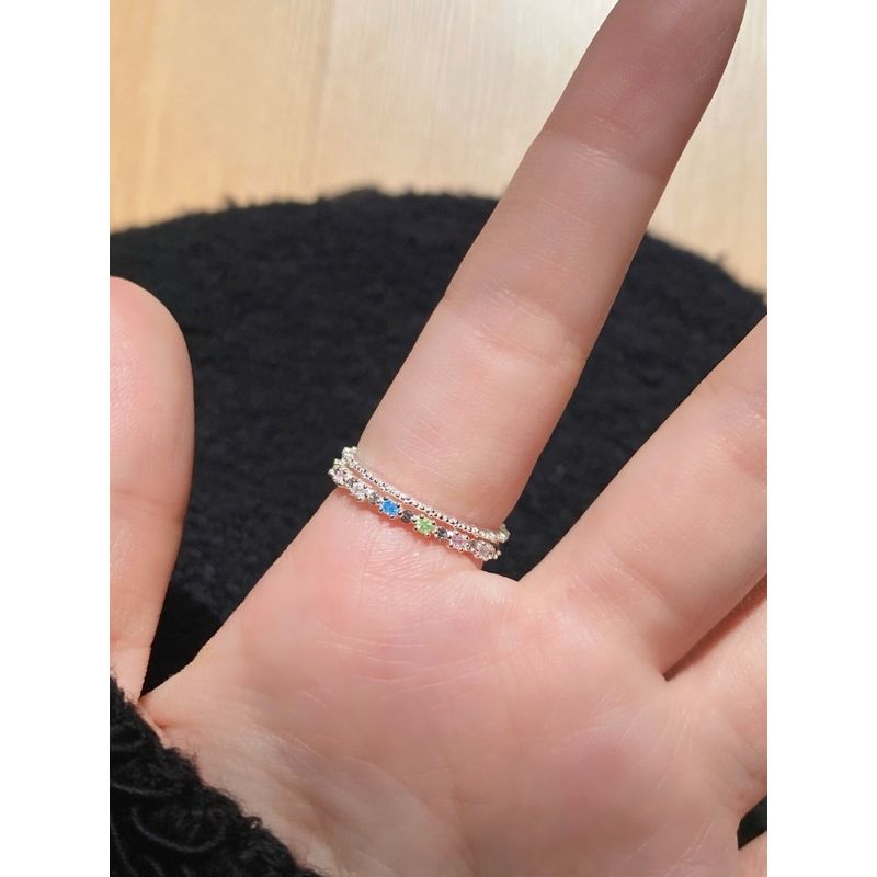 [ancafe.shop]Nhẫn bạc nữ 3 hoa xanh đáng yêu,xinh xắn