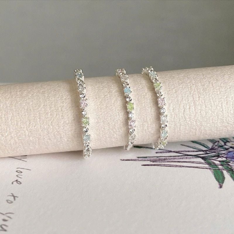 [ancafe.shop]Nhẫn nữ bạc đá màu đáng yêu,thanh lịch