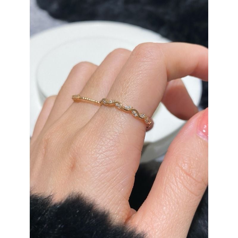 [ancafe.shop]Nhẫn xoắn thanh lịch, xoắn đá, hàn quốc