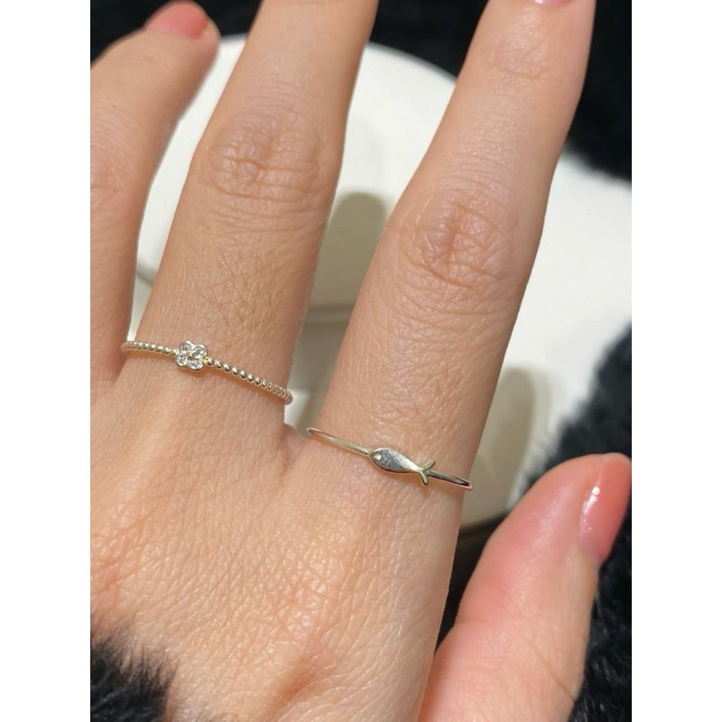 [ancafe.shop]Nhẫn ngón trỏ cá đặc, ngón giữa bông hoa