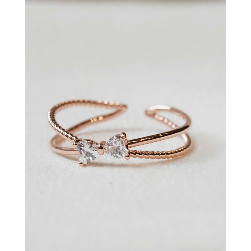 [ancafe.shop]Nhẫn nơ thời trang  bạc mạ hồng freesize thanh lịch