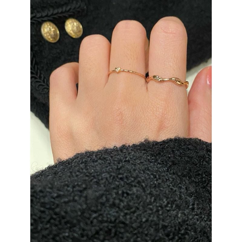 [ancafe.shop]Nhẫn sóng trơn, thanh lịch, hàn quốc