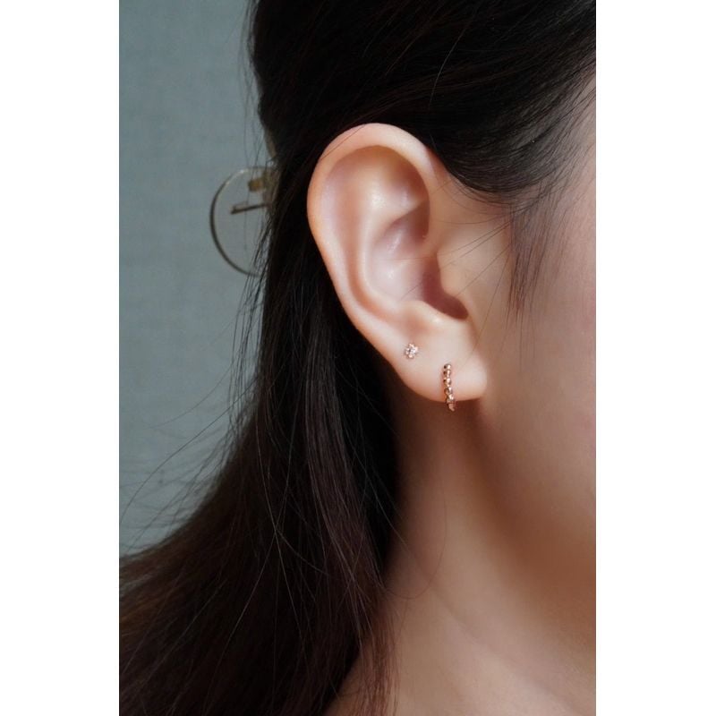 [ancafe.shop]Đôi vành bạc nữ tròn bi thanh lịch,hàn quốc