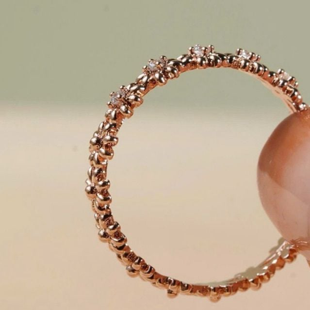 [ancafe.shop]Nhẫn bạc nữ hoa xen kẽ nhau