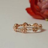 [ancafe.shop]Nhẫn bạc nữ,hoa hồng xen kẽ hoa trắng,ngón út