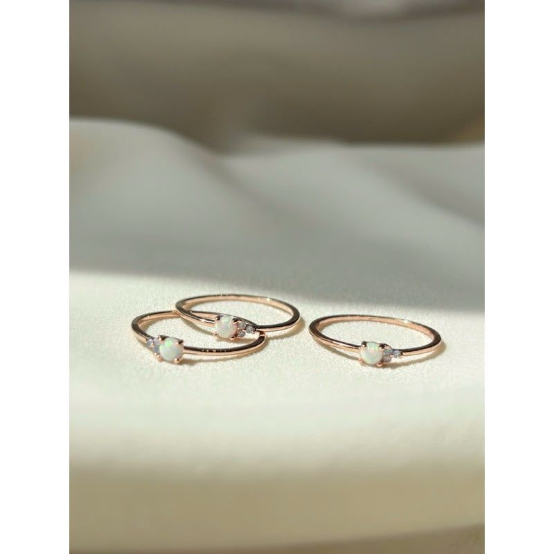 [ancafe.shop]Nhẫn nữ đá màu,hoa 3 cánh đáng yêu