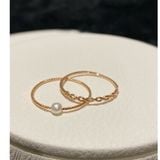 [ancafe.shop]Nhẫn ngón giữa xoắn, trỏ hạt trắng