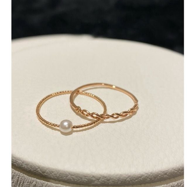 [ancafe.shop]Nhẫn ngón giữa xoắn, trỏ hạt trắng