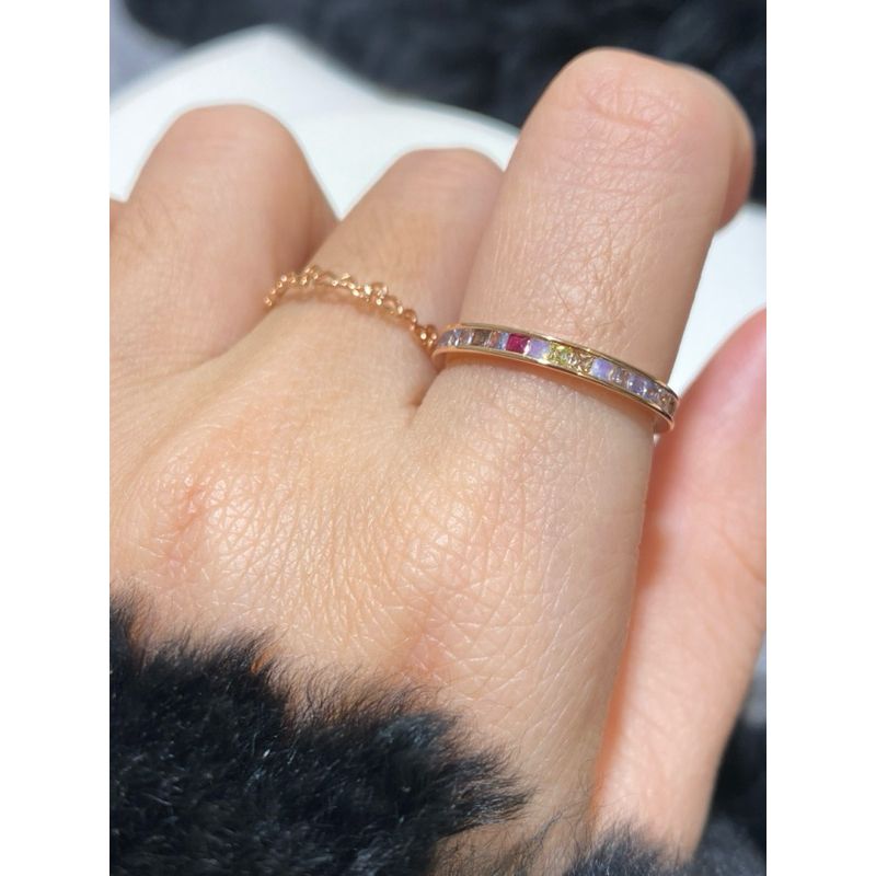 [ancafe.shop]Nhẫn ngón trỏ đá màu, ngón giữa tim nhỏ