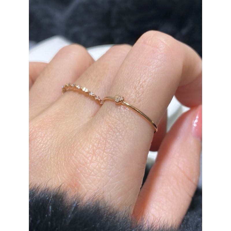 [ancafe.shop]Nhẫn ngón trỏ tim nhỏ, ngón giữa nhiều đá mảnh mai, thanh lịch