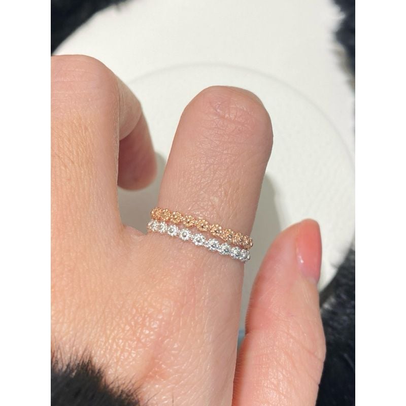 [ancafe.shop]Nhẫn hoa bạc thanh lịch, bông hoa, xinh