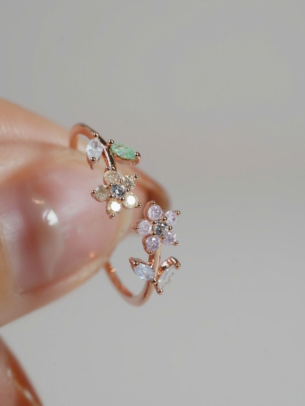 [ancafe.shop]Nhẫn hoa nữ,freesize hở,hoa lá nhẹ nhàng