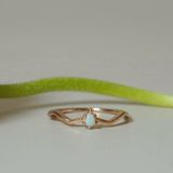 [ancafe.shop]Nhẫn bạc nữ,đá xanh,sóng,ngón út