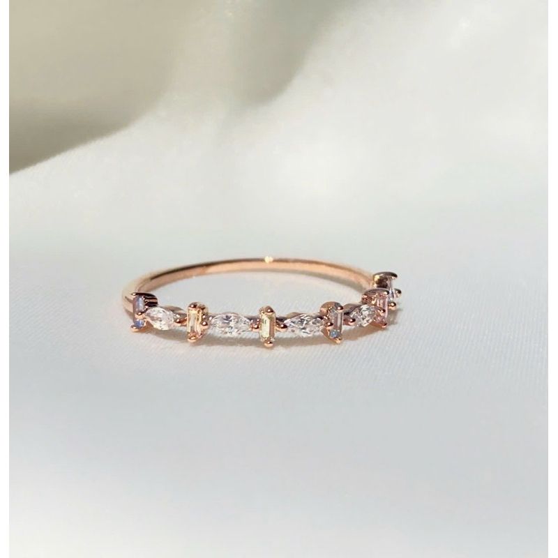 [ancafe.shop]Nhẫn bạc nữ đá màu nửa vòng nhẫn