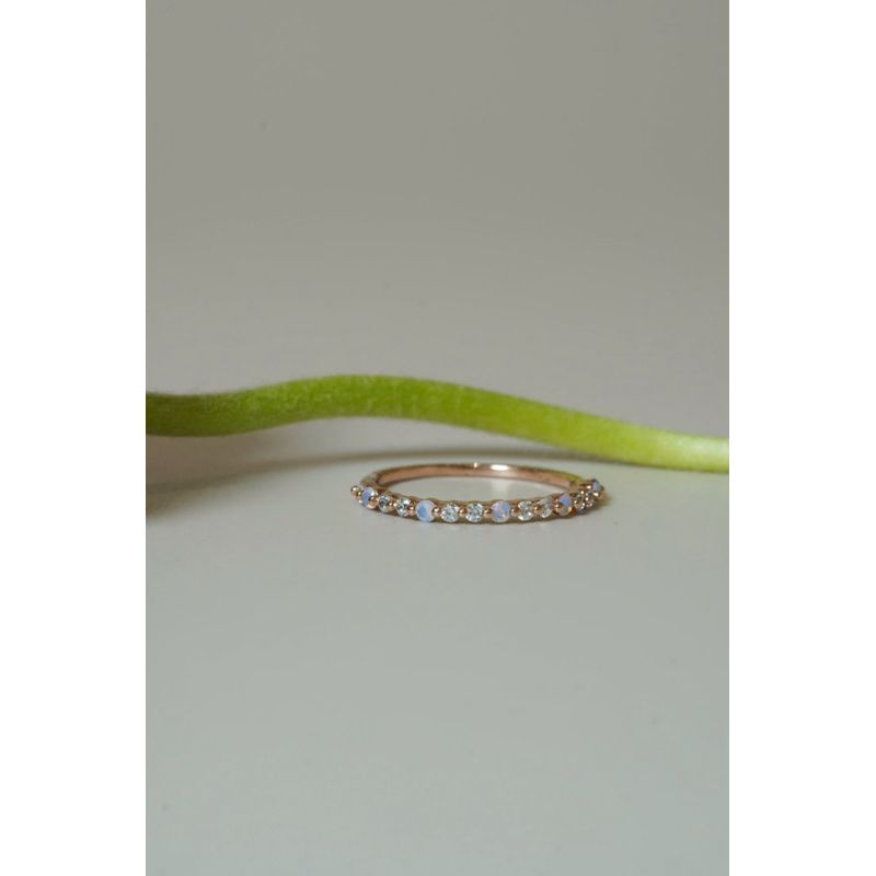 [ancafe.shop]Nhẫn bạc 925 ngón út,đính đá nửa nhẫn,thanh lịch