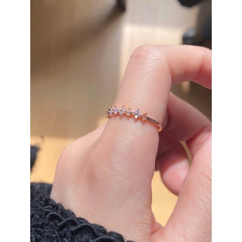 [ancafe.shop]Nhẫn nữ nửa vòng đá màu đáng yêu,cute