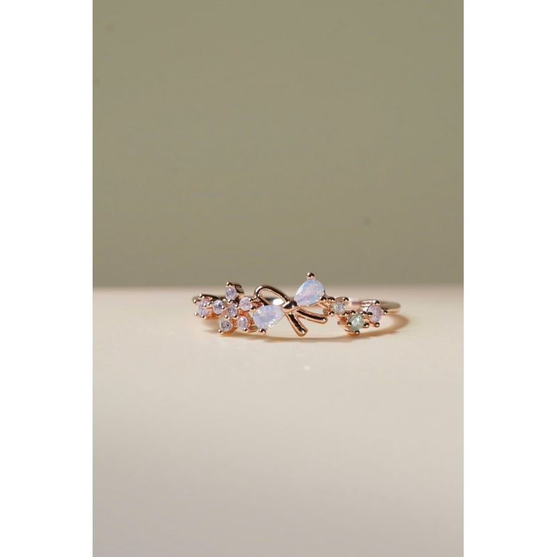 [ancafeshop]Nhẫn nữ mix hoa,nơ đá màu đáng yêu