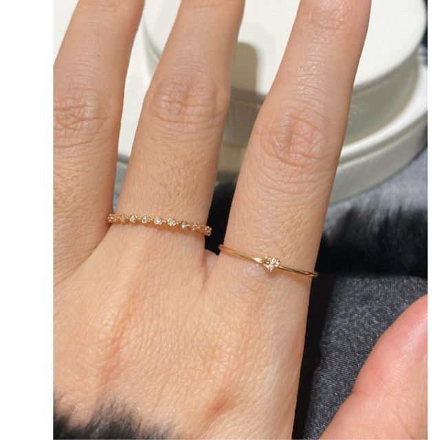 [ancafe.shop]Nhẫn ngón trỏ tim nhỏ, ngón giữa nhiều đá mảnh mai, thanh lịch