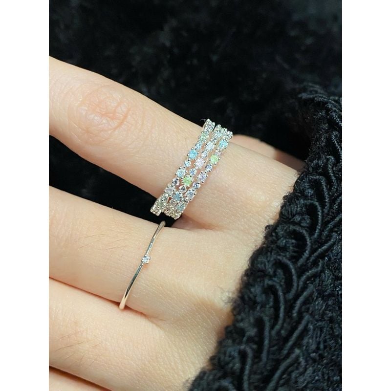 [ancafe.shop]Nhẫn nữ bạc đá màu đáng yêu,thanh lịch