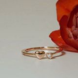 [ancafe.shop]Nhẫn bạc nữ,hở,tim đính đá,ngón út