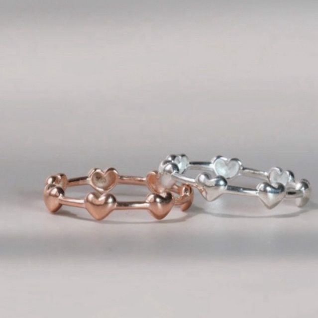 [ancafe.shop]Nhẫn bạc 925 nữ tim xen kẽ nhau