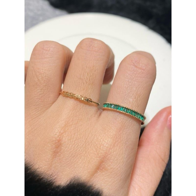 [ancafe.shop]Nhẫn ngón trỏ đá xanh, thanh lịch, hàn quốc