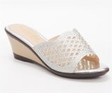 Dép nữ đế xuồng PU siêu nhẹ cao 7cm Hanatabi quai lưới đính đá (35-39) mã HNDEL7F945