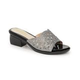 dép nữ đế PU đen siêu nhẹ cao 5cm Hanatabi quai lưới đính đá bigsize (35-42) mã HNDE5F881