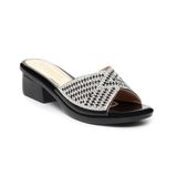 dép nữ đế PU đen siêu nhẹ cao 5cm Hanatabi quai ngang đính đá bigsize (35-42) mã HNDE5F1105