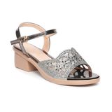 giày sandal nữ đế PU kem siêu nhẹ cao gót 5cm Hanatabi quai lưới đính đá hậu c bigisze (35-42) mã HNSDG5F1073