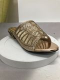 Dép nữ cao gót viền đồng 3cm Hanatabi quai lưới đính đá đế TA cao cấp bigsize (35-41) mã HNDE3F814