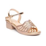 Giày Sandal Nữ Đế PU Kem Siêu Nhẹ Cao Gót 5cm Hanatabi Quai Lưới Đính Đá Hậu C Bigisze (35-42) Mã HNSDG5F1074