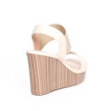 Giay Sandal Nữ Đế Xuồng PU Siêu Nhẹ Cao 9cm Hanatabi Quai Ngang Hậu Thun (35-39) Mã HNSDX9F1145