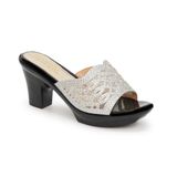 Dép gót nữ Hanatabi quai lưới đính xoàn gót cao 7cm mã HNDE7F883 (Size 36 -> 40)