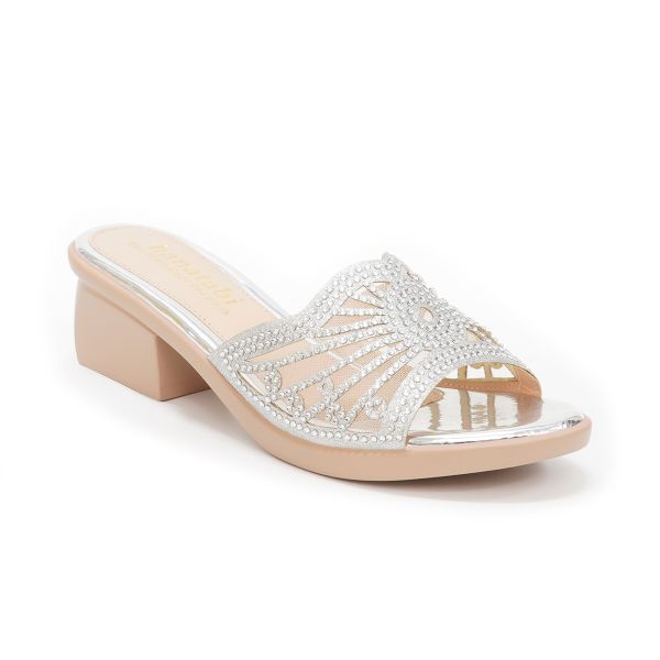 dép nữ đế PU kem siêu nhẹ cao 5cm Hanatabi quai lưới đính đá bigsize (35-42) mã HNDE5F926