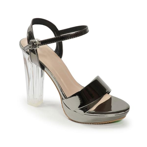 Sandal nữ quai xếp ly gót mica cao 12cm hậu c mã HNSDG12F519 (Size 35 -> 39)