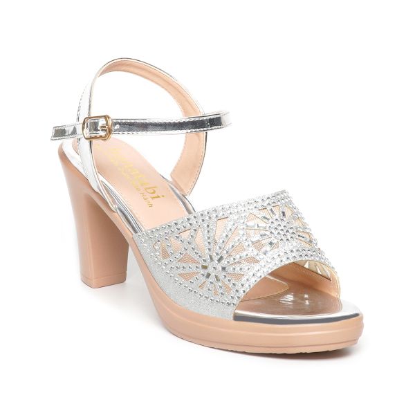 giày sandal nữ đế PU kem siêu nhẹ cao gót 9cm Hanatabi quai lưới đính đá hậu c (36-40) mã HNSDG9F1072