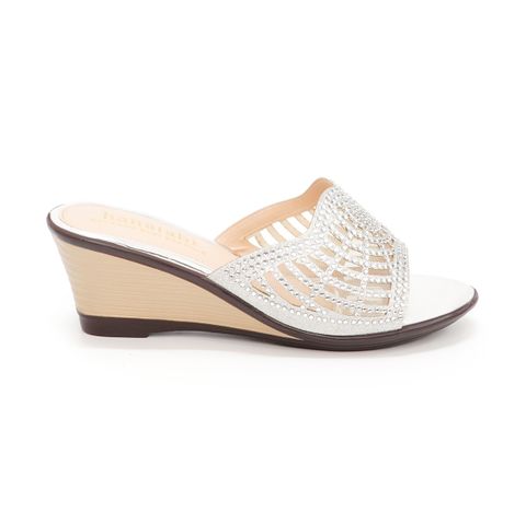 dép nữ đế xuồng PU siêu nhẹ cao 7cm Hanatabi quai lưới đính dá (35-39) mã HNDEL7F942