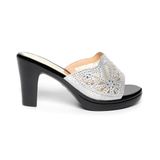 dép nữ đế PU đen siêu nhẹ cao 9cm Hanatabi quai lưới đính đá bigsize (36-40) mã HNDE9F1045