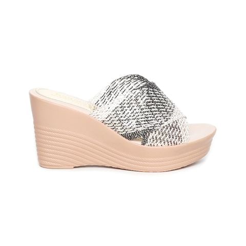 Dép nữ đế xuồng PU siêu nhẹ cao 9cm Hanatabi quai lưới (35-39) mã HNDEL9F1159